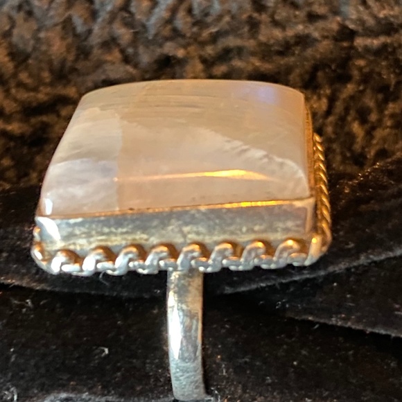 Square Moonstone Silver Ring - Picture 2 of 4
